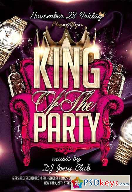 King Of The Party Flyer PSD Template + Facebook Cover