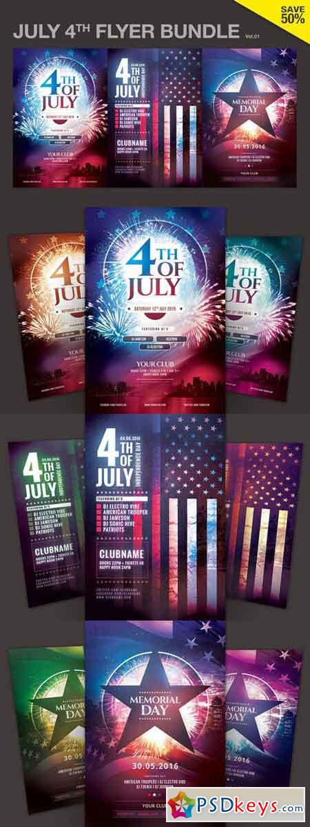 July 4th & Memorial Day Flyer Bundle 706413