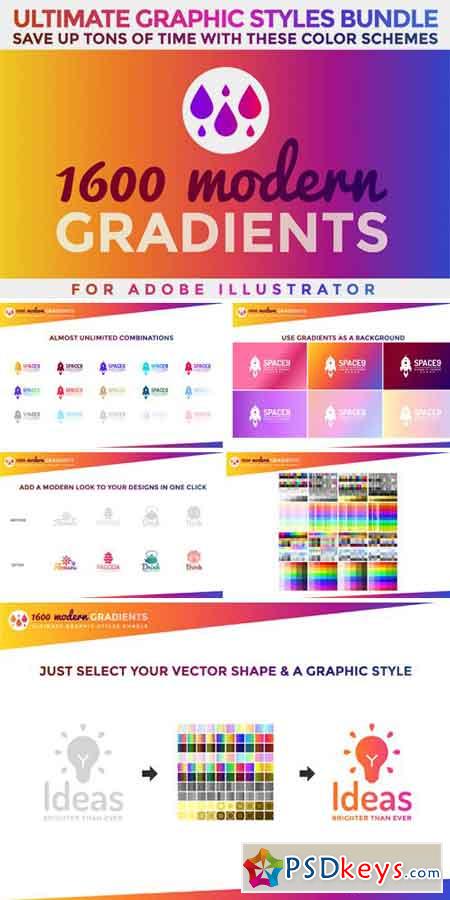 1600 Gradients Graphic Styles Bundle 840006