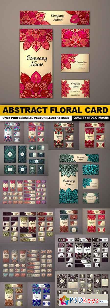 Abstract Floral Card - 15 Vector