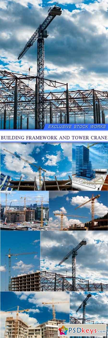 Building framework and tower crane 8x JPEG