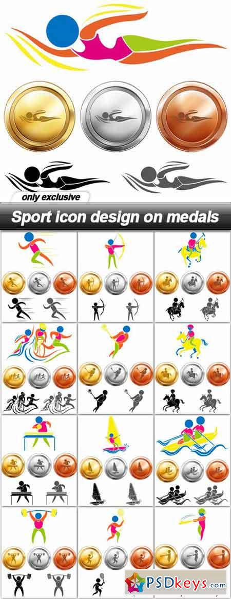 Sport icon design on medals - 13 EPS