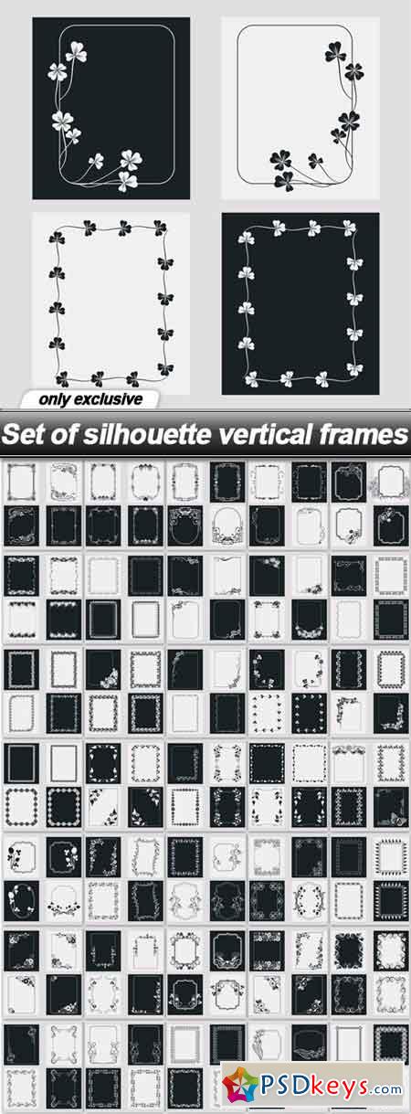 Set of silhouette vertical frames - 35 EPS