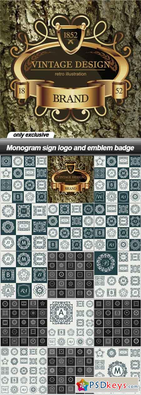 Monogram sign logo and emblem badge - 15 EPS
