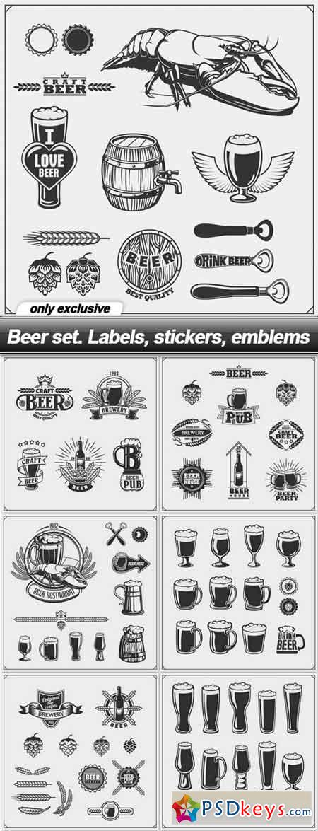 Beer set. Labels, stickers, emblems - 7 EPS