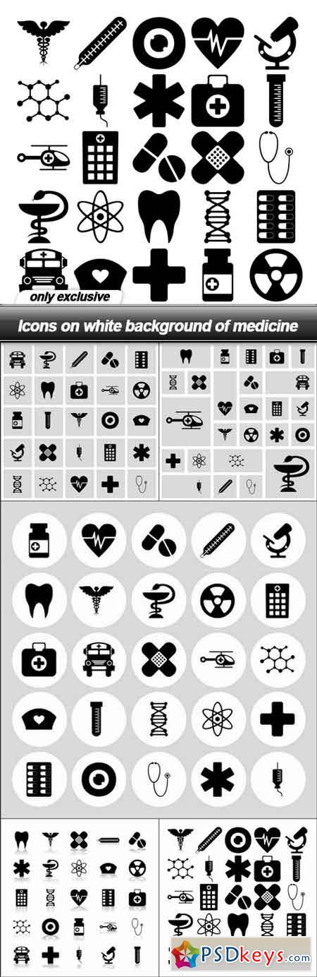 Icons on white background of medicine - 5 EPS