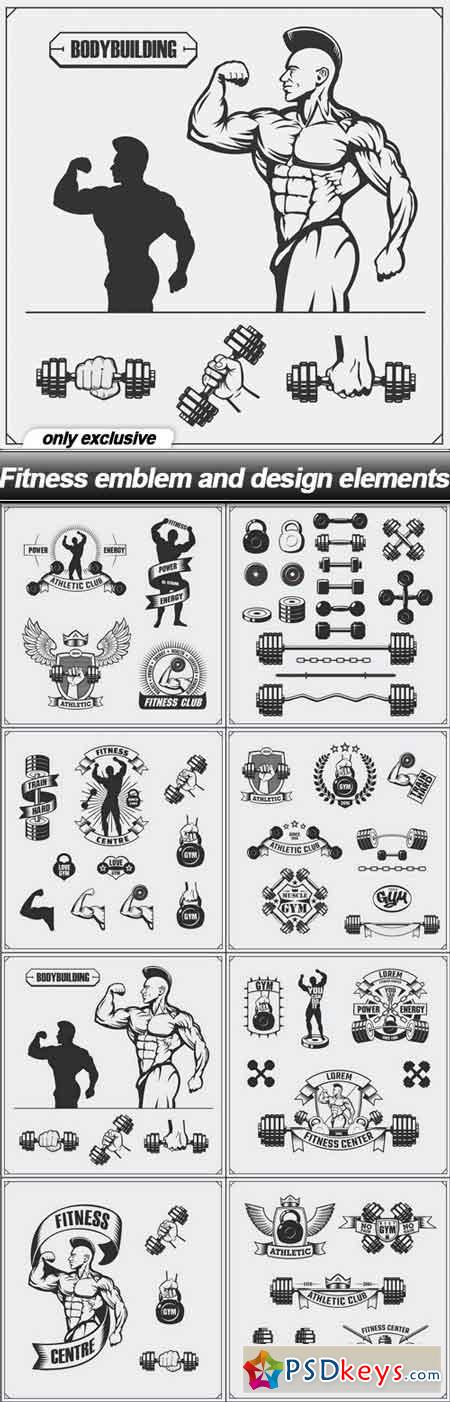 Fitness emblem and design elements - 8 EPS