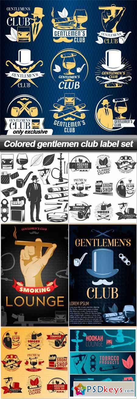 Colored gentlemen club label set - 7 EPS