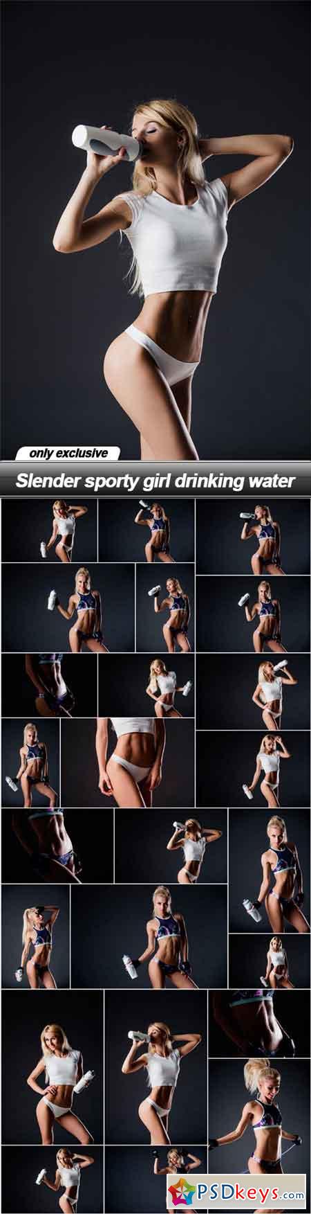 Slender sporty girl drinking water - 24 UHQ JPEG