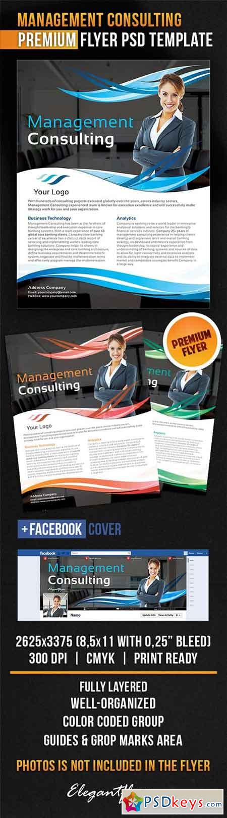Management Consulting Flyer PSD Template + Facebook Cover