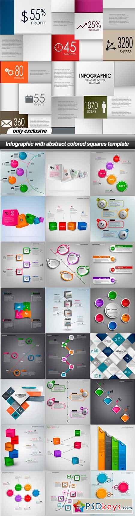Infographic with abstract colored squares template - 25 EPS