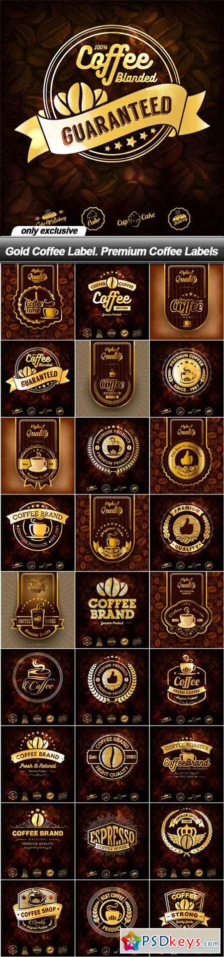 Gold Coffee Label. Premium Coffee Labels - 27 EPS
