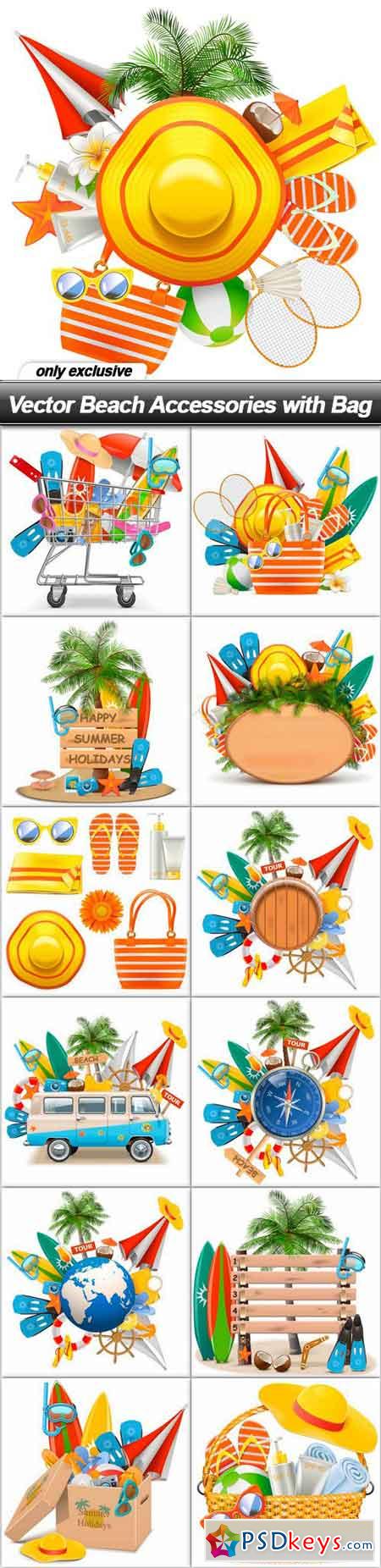 Vector Beach Accessories with Bag - 13 EPS