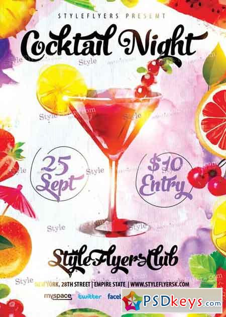 Cocktail Night PSD Flyer Template