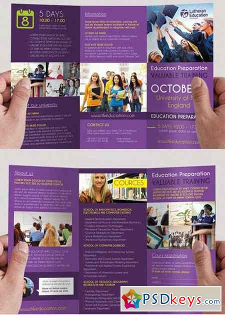 Education V2 Premium Tri-Fold PSD Brochure Template
