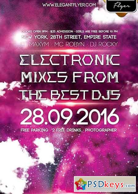 Electronic Mixes V1 Flyer PSD Template + Facebook Cover
