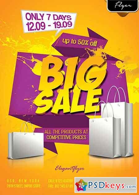 Big Sale Offer V3 Flyer PSD Template + Facebook Cover