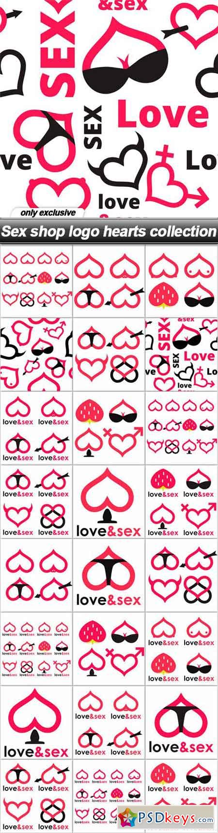 Sex shop logo hearts collection - 25 EPS