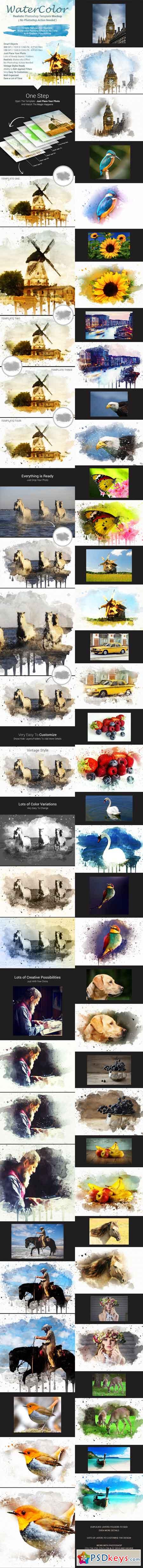 Realistic Watercolor Photoshop Template Mock-Ups 17449967