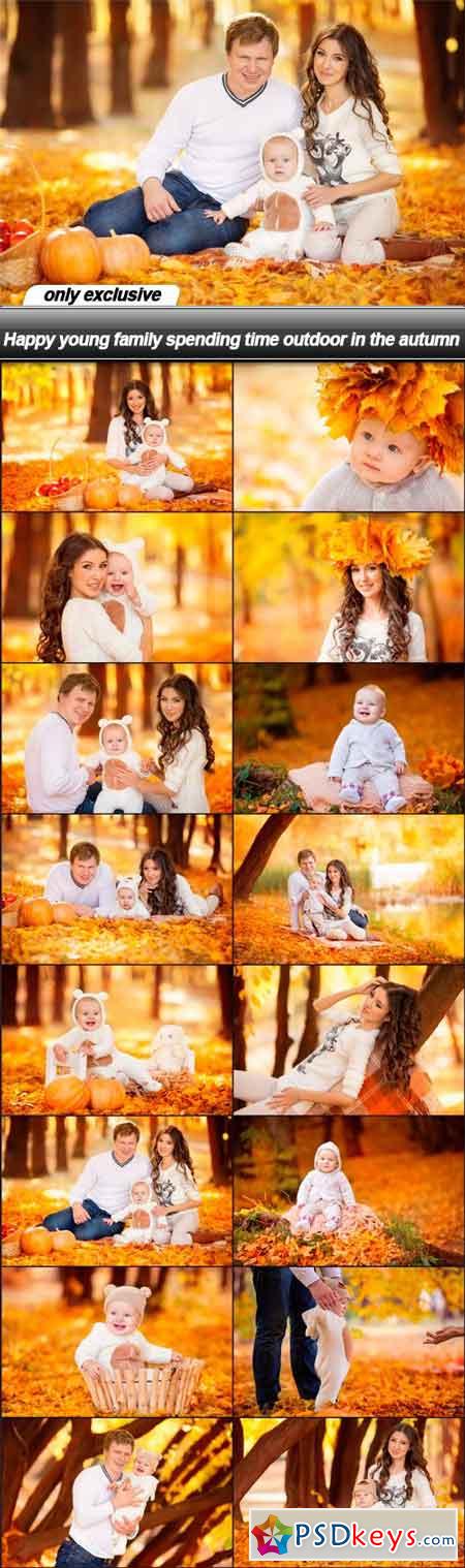 Happy young family spending time outdoor in the autumn - 16 UHQ JPEG