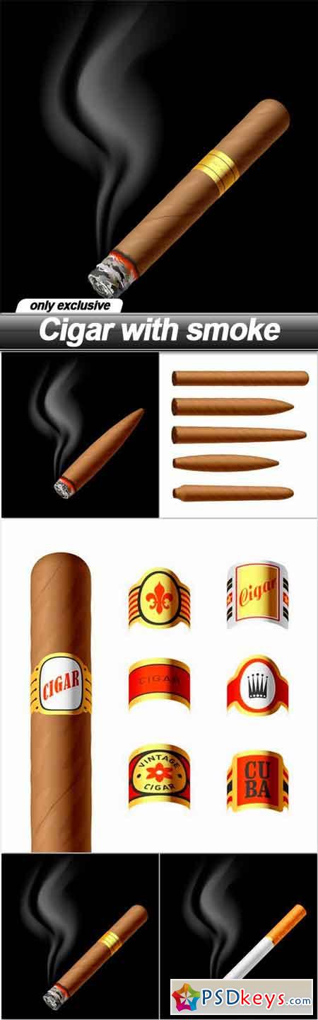 Cigar with smoke - 5 EPS