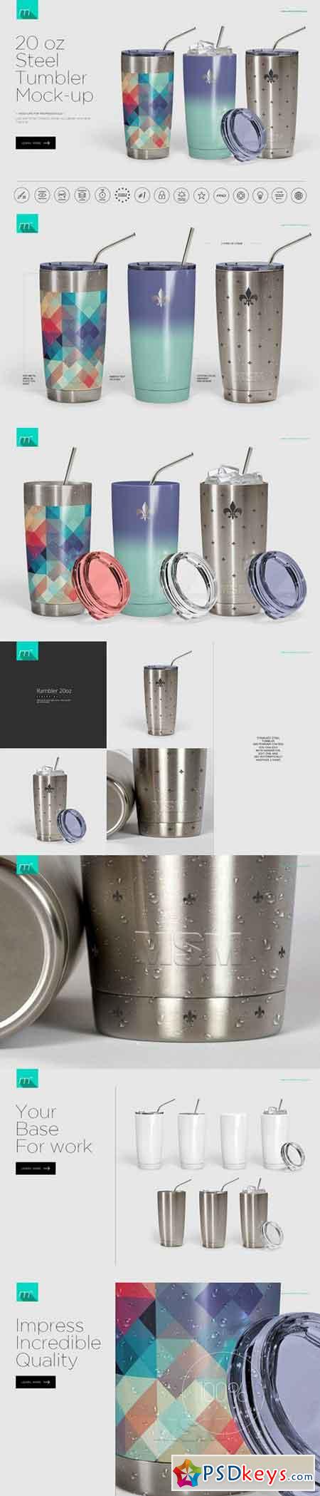 Download 20 oz Stainless Tumbler Mock-up 863725 » Free Download Photoshop Vector Stock image Via Torrent ...