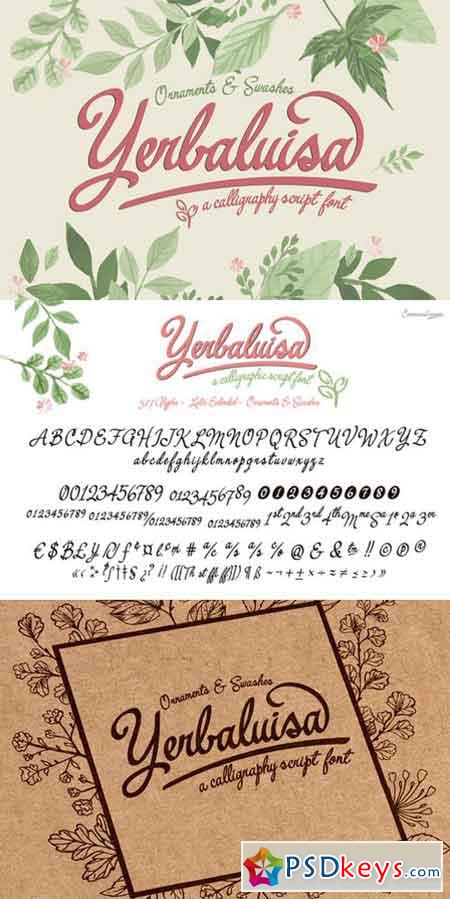 Yerbaluisa, calligraphic font 878440