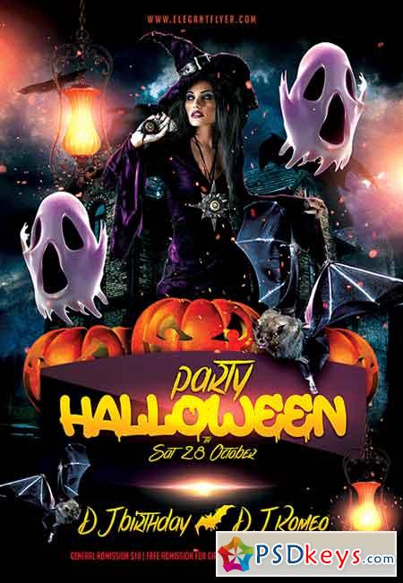 Halloween party Flyer PSD Template + Facebook Cover
