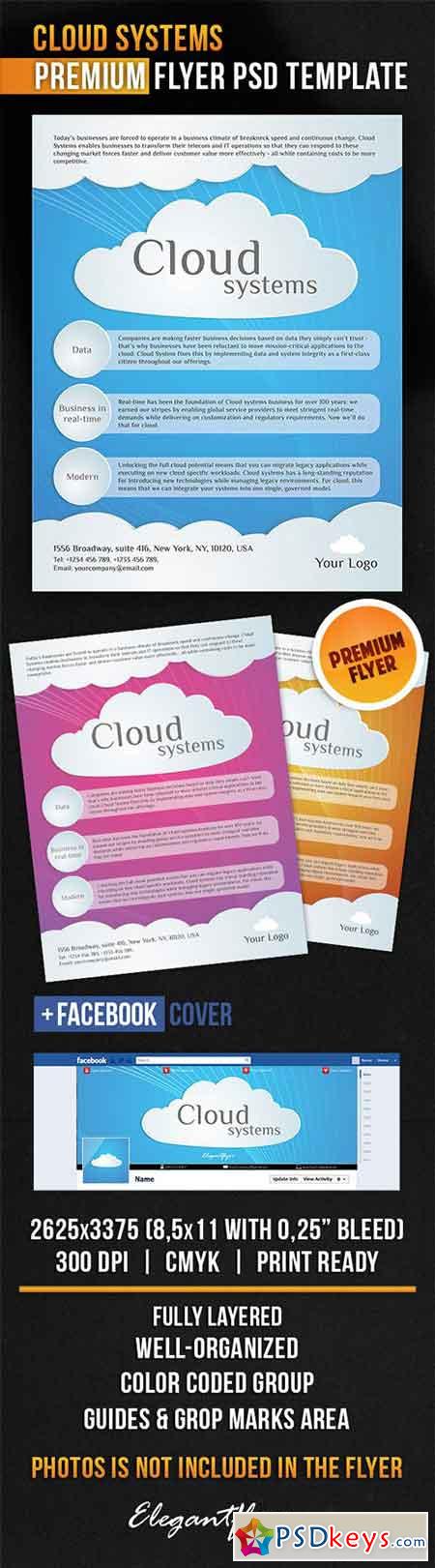 Cloud Systems Flyer PSD Template + Facebook Cover