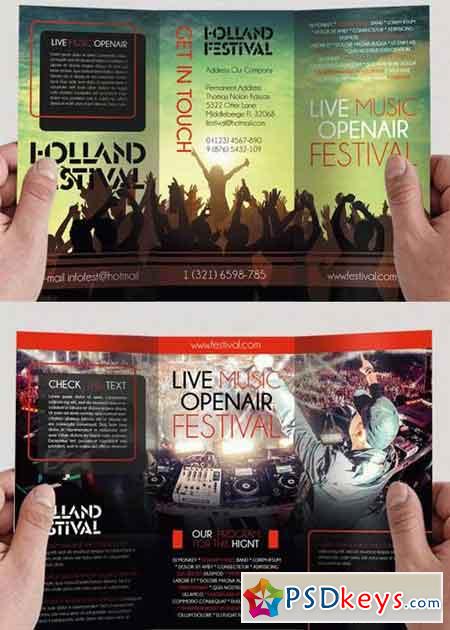Music Festival V5 Premium Tri-Fold PSD Brochure Template