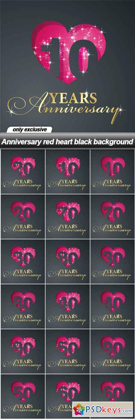 Anniversary red heart black background - 18 EPS