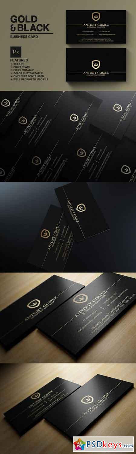 Simple Gold And Black Business Card 792740