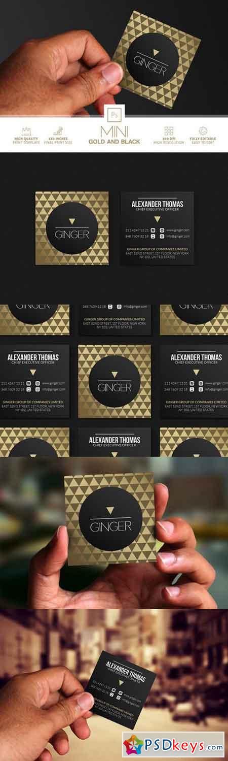 Mini Gold And Black Business Card 864806