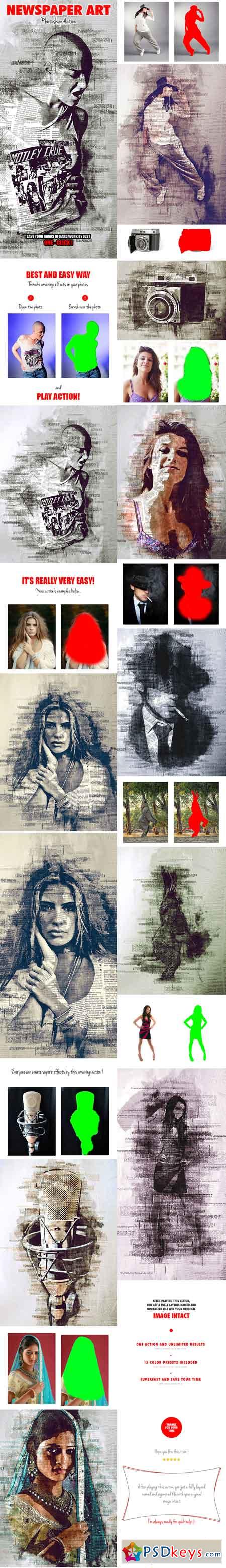 Newspaper Art Photoshop Action ( With Painting Effect ) 17461214