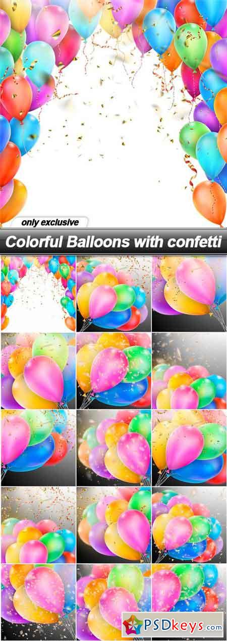 Colorful Balloons with confetti - 15 EPS