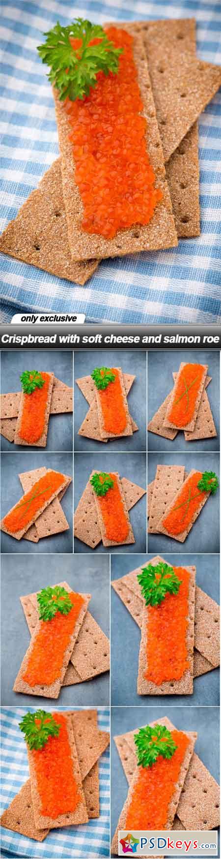 Crispbread with soft cheese and salmon roe - 10 UHQ JPEG