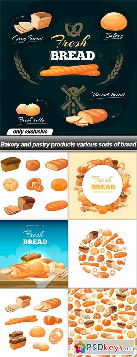 Bakery and pastry products various sorts of bread - 7 EPS