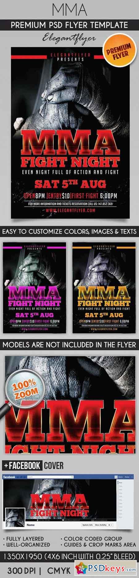 Fight Night  Flyer PSD Template + Facebook Cover