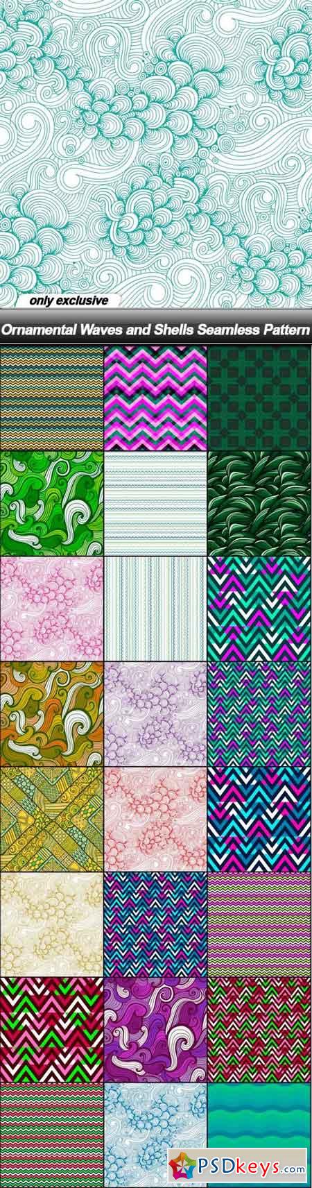 Ornamental Waves and Shells Seamless Pattern - 25 EPS