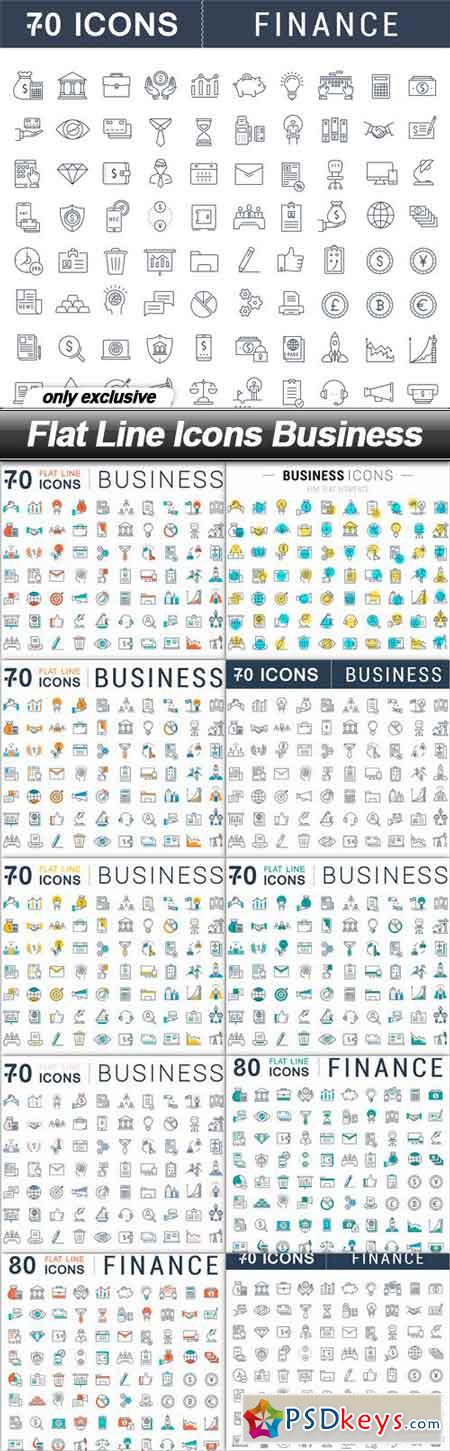 Flat Line Icons Business - 10 EPS