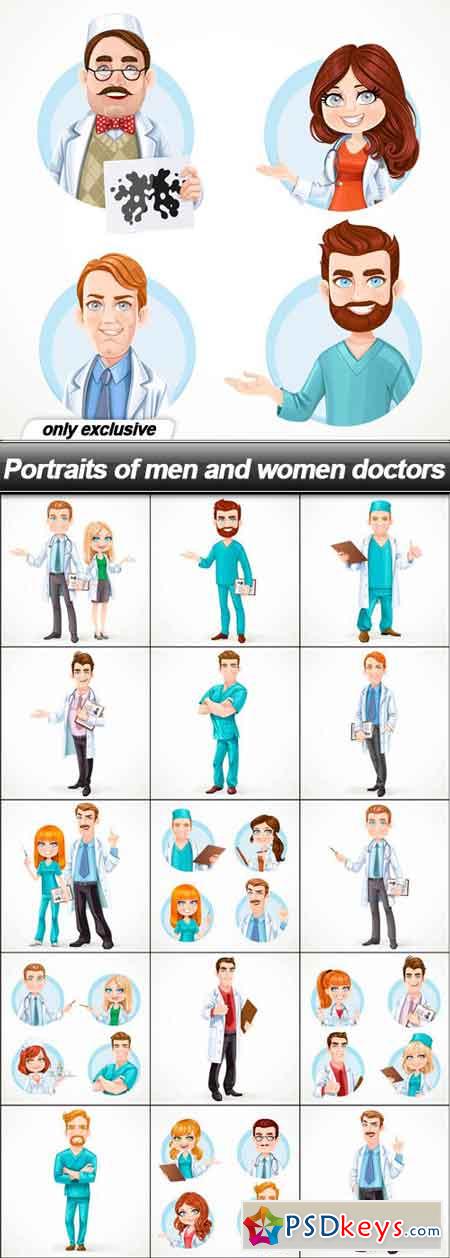Portraits of men and women doctors - 16 EPS