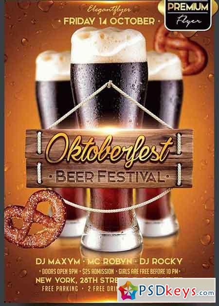 Oktoberfest Beer Festival V5 Flyer PSD Template + Facebook Cover