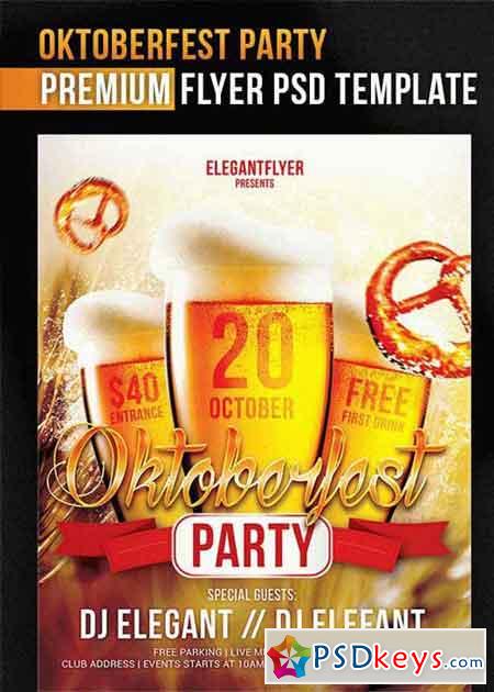 Oktoberfest Party Flyer PSD V2 Template + Facebook Cover