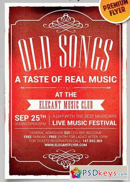 Old Songs V1 Flyer PSD Template + Facebook Cover