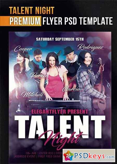 Talent Night Flyer PSD V3 Template + Facebook Cover