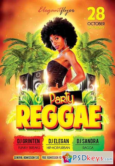 Reggae Party Flyer PSD Template + Facebook Cover