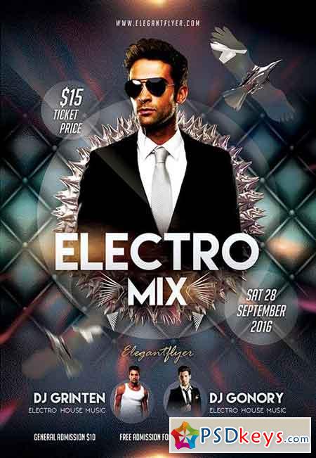 Electro Mix Flyer PSD Template + Facebook Cover