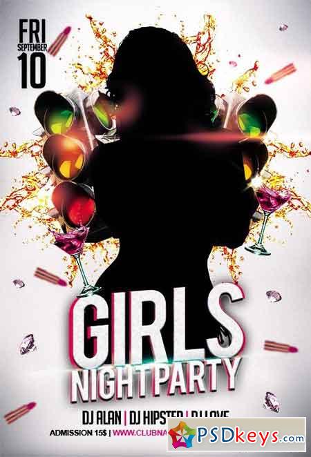 Girls Night Party Flyer PSD Template + Facebook Cover » Free Download ...
