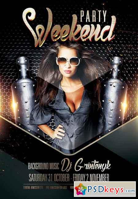 Weekend party Flyer PSD Template + Facebook Cover