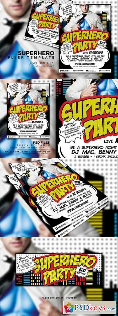 Superhero Party Flyer Template 730673
